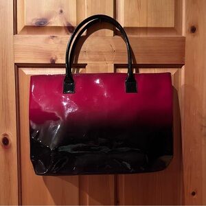 Elizabeth Arden large red and black patent tote bag